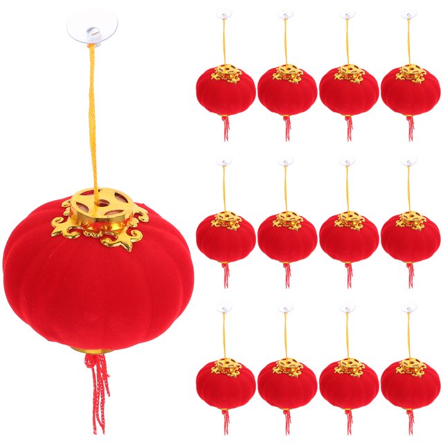 16 Pcs Lanternes en Tissu Floqué pour Mariage du Nouvel An