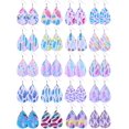 thumbnail image 1 of 20 Pairs Faux Leather Feather Pattern Earrings Bobo Teardrop Dangle Earrings Handmade Printed Drop Earrings, 1 of 7