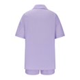 thumbnail image 4 of Ensembles Assortis pour Femmes Ensembles 2 Pcs pour Femmes Ensemble de Vêtements Femme Col Rond Manches Courtes Hauts Pantalons Ensembles Pantalons Style Pantalon S_555 Survêtements pour Femmes Violet m, 4 of 5
