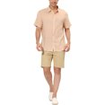 thumbnail image 2 of INSPIRE CHIC Men's Shirt Vertical Striped Button Down Point Collar Short Sleeve  Shirt L Beige, 2 of 6