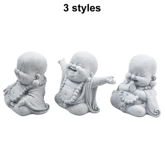 Ornement de Jardin Fat Smiling Buddha Effet Grès Statue Décor Extérieur Intérieur