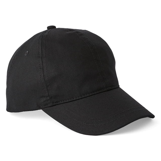 George Women's Baseball Cap in black, made of 100% cotton with a 6-panel design, curved peak, and breathable eyelets. It features a button on the crown and an adjustable hook and loop strap for a comfortable fit, suitable for casual and sporty wear.