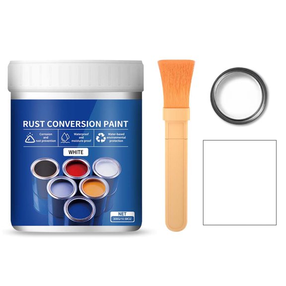 Peinture Convertisseur de Rouille, Apprêt Métallique à Base d'Eau, Revêtement Protecteur Anticorrosion, Fini Résistant aux Intempéries, pour Surfaces en Acier et en Fer, Usage Industriel Bricolage, 300 g avec Pinceau