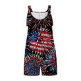 thumbnail image 3 of Penkiiy Fête de l'Indépendance pour Femme Été Confortable Décontracté Bretelles Imprimé Shorts Poche Combinaison Shorts S Multicolore, 3 of 4
