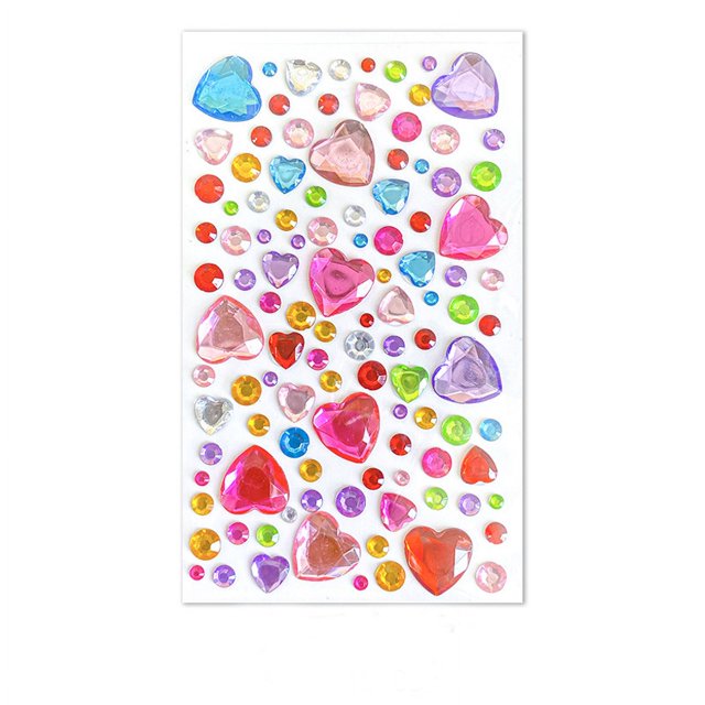 Children's DIY Gemstone Stickers - Shiny Acrylic Rhinestones for Crafting and Decorating - Large Heart Design (9.3x15.8cm) - Perfect for Art Projects, Nail, and Face Decorations