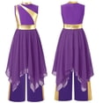 thumbnail image 1 of Moggemol Robe de Culte Liturgique pour Fille Enfant, Robe de Chorale d'Église avec Pantalon à Jambe Grand, Robe de Danse de Louange Violette 6, 1 of 7