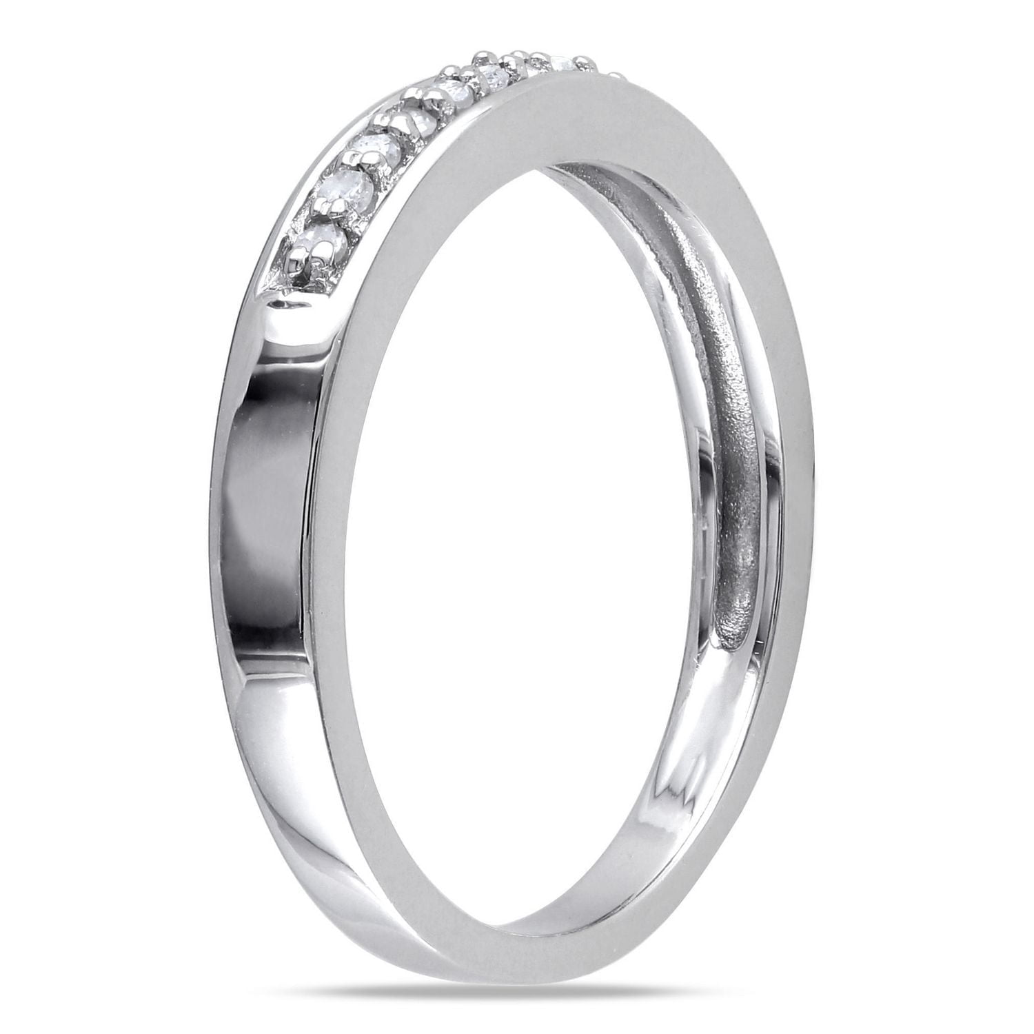 Bague de style semi-éternité avec diamants de 0,10 ct poids total en argent sterling de Miabella