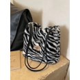 thumbnail image 1 of Women's Winter Plush Simple Large Pocket Shoulder Bag, Leopard Print Fashionable Handbag, 1 of 5