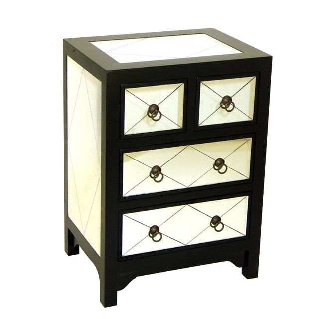 Wayborn Tanner Mirror 4 Drawer Accent Chest in Black