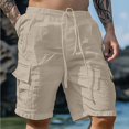 thumbnail image 1 of MYG Mens Summer Loose Solid Color With Pockets Cargo Shorts Fashion Beach Streetwear, 1 of 6