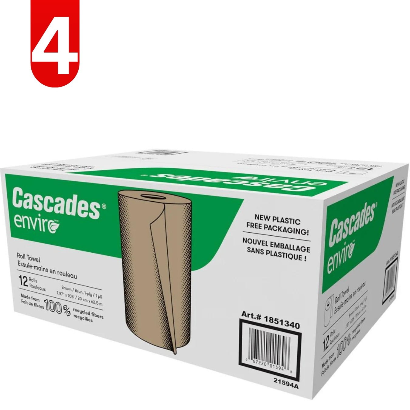 Brown Paper Towel | Commercial Paper Towel | Cascades Enviro Hand Paper Towel Roll, 48-pack