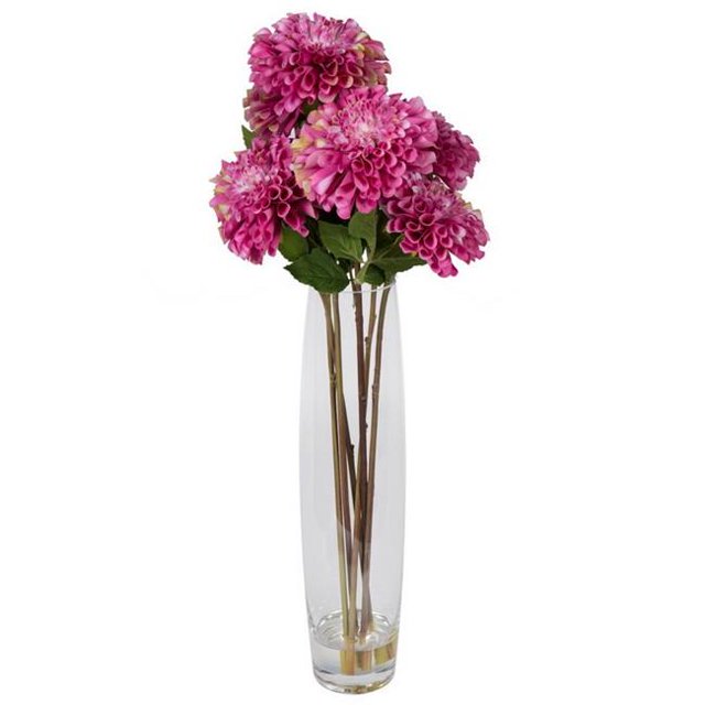 Vickerman F216579 23 in. Zunnia Bouquet in Glass Vase, Pink