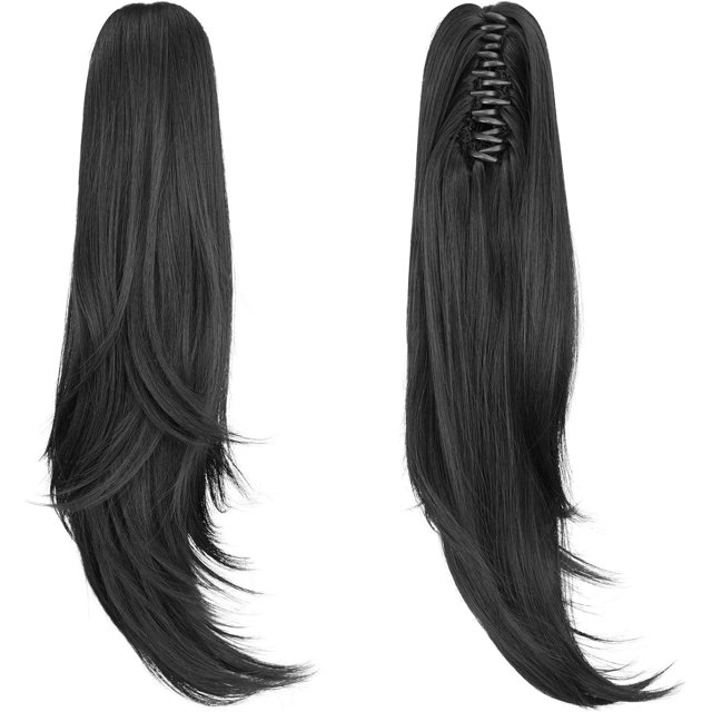 ORUYROP Extension de Queue de Cheval Noire, Extension de Cheveux à Pince de Queue de Cheval de 20 Pouces, Queue de Cheval Longue et Bouclée, Extension de Cheveux, Postiche Synthétique d'Apparence Naturelle pour Femmes