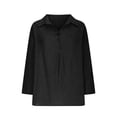 thumbnail image 4 of Timegard Blouses for Women Lightweight Lapel Neck Button Drop Shoulder Loose Tee Shirts Tops Solid Color, 4 of 6