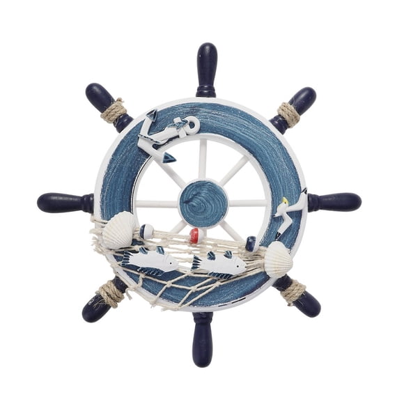 EIGTHTAIL Décoration Murale en Bois 23cm Bateau de Plage Bateau Volant Filet de Pêche Maison (Bleu)
