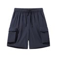thumbnail image 2 of BADHUB Mens Elastic Waist Cargo Shorts Drawstring Waterproof Work Shorts Stretch Lightweight Solid Color Summer Savings 2025 Dark Blue XL, 2 of 3