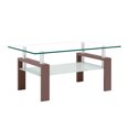 thumbnail image 3 of Rectangle Walnut Glass Coffee Table, Clear Coffee Table, Modern Side Center Tables for Living Room, Living Room Furniture, 3 of 11