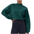 thumbnail image 1 of WRKEKC Chandail à Col Rond Uni pour Femme, Coupe Ample et Confortable en Molleton Éponge Français à Manches Longues Vert P, 1 of 8
