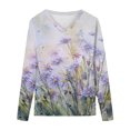 thumbnail image 4 of IROINID Chemises à Manches Longues Col en V pour Femmes Grande Taille Décontractée Ample Imprimée Blouse, Blanc, 4 of 5