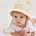 thumbnail image 2 of Zwiiyzr 2025 3-12 Months Infant Baby Boys Girls Summer Sun Protection Fashion Solid Color Outdoor Sun-Hat Cute Bear Ears Sunscreen Hat Cap Beige, 2 of 7