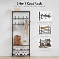 thumbnail image 3 of Hallway Coat Rack With Bottom 3-Tier Shoe Bench, Standing Metal Hall Tree Garment Rack Storage Shelf  4-in-1 Hall Trees Shoe Bench with 2 Rows-10 Hooks, 3 of 8