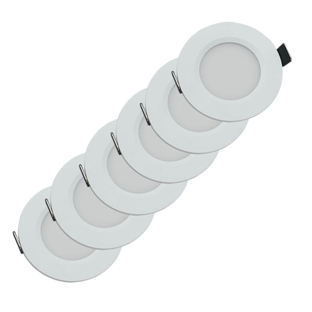 fastboy 6 Pcs Alliage d'Aluminium Lot de 6 Lumière de Rondelle de RV Lumière de Rondelle de RV Lumière de Plafond Encastrée de RV Fonctionnelle Blanc+blanc Chaud