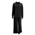 thumbnail image 3 of Timegard Ensembles 2 Pcs pour Femmes, Chandail à Col Roulé Surdimensionné à Manches Longues, Hauts à Enfiler, Pantalon à Jambe Grand à Cordon avec Poches, 3 of 6