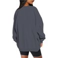 thumbnail image 4 of ORUYROP Chandails en Molleton Surdimensionnés pour Femmes Manches Longues Col Rond Chandail Décontracté Ample Couleur Unie Polaire Tops Pulls, 4 of 7