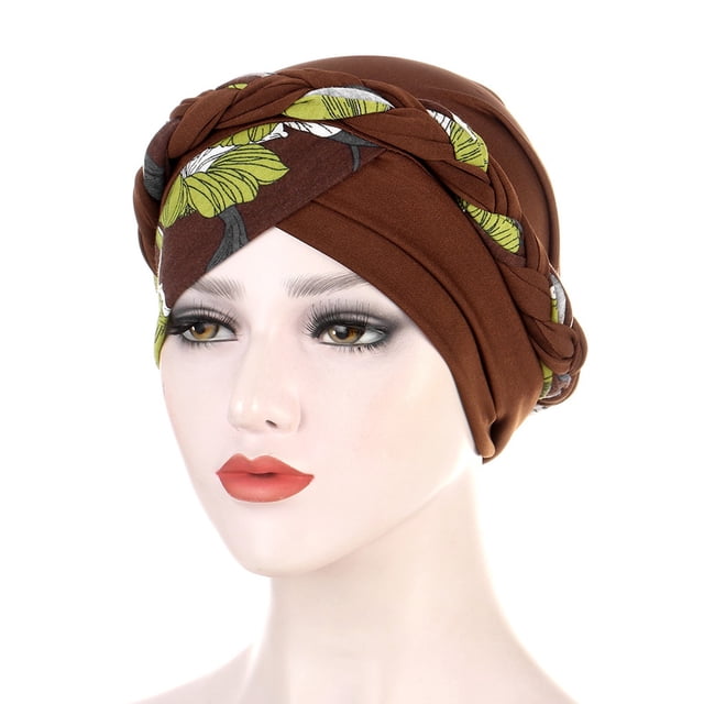 Aocisk Ethnic -Tied Head Cover Wrap Braid Hat Headwear Baseball Cap Coffee One Size