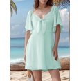 thumbnail image 2 of Robes pour Femmes Printemps Été Décolleté en V Profond Élégante Robe Courte à Nœud Vert Émeraude L, 2 of 9