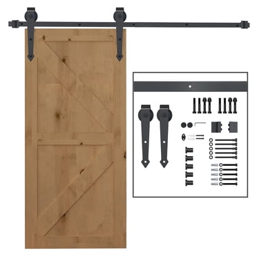 HOMCOM Trousse de Quincaillerie pour Porte de Grange Coulissante de 6,6 Pi Trousse de Rail pour Porte de Grange Brun
