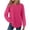 Hot Pink, variant on WRKEKC Women's Waffle Knit Crew Neck Top Solid Color Long Sleeve T-Shirt for Casual Comfort Versatile Styling and All-Day Ease