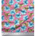 thumbnail image 1 of Soimoi Crepe Silk Fabric Hummingbird & Floral Print Fabric by Yard 42 Inch Wide, 1 of 3