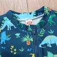 thumbnail image 3 of Hiiyo Toddler Boys Zipper One-Piece Swimsuit Cartoon Dinosaur Rash Guard, 3 of 6