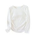 thumbnail image 1 of cfhntfmh Chandails à Manches Longues pour Femmes Hauts Thermiques Col Ras du Cou Soutien-Gorge Intégré Coupe par Temps Froid Couche de Base Chaude Ensembles Vêtements de Nuit (Blanc, Petit), 1 of 3
