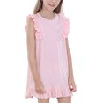 thumbnail image 1 of RXIRUCGD 2025 Vêtements d'Été pour Enfants Robe d'Été Unie Fine avec Volants Sans Manches Col Rond pour Enfants, 1 of 8