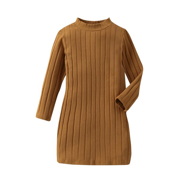 Vente de Liquidation de Hauts à Manches Longues pour Fille, Justaucorps Moulant à Col Rond en Coton Uni à Manches Longues pour Tout-Petites, Kaki 6T