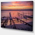 thumbnail image 2 of Fishing Pier in Sea at Sunset - Seashore Canvas Art Print, 2 of 4