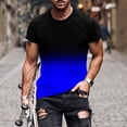 thumbnail image 2 of Penkiiy T-Shirt Ajusté pour Homme, Col Rond Décontracté, T-Shirt Ombré, Été, Manches Courtes, Hauts Dégradés, Stylé, Entraînement, Musculation, Chandails de Base, 2TG, Bleu, 2 of 5