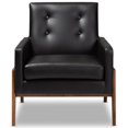 thumbnail image 3 of Baxton Studio Perris Fauteuil Lounge en Similicuir Noir et Noyer, 3 of 9