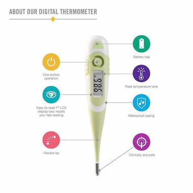 Mabis Digital 9-Second Digital Flexible Tip Thermometer, Waterproof - 6615736000