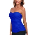thumbnail image 2 of RELLECIGA Women's Ruched Bandeau Tankini Top Swimsuits, 2 of 9