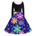 thumbnail image 3 of TIMIFIS Robes de Noël pour Femmes, Robes Maxi pour Femmes Robe Vintage de Vacances Manches Longues Col en V en Fourrure Robe Dos Nu, 3 of 3