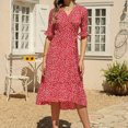 thumbnail image 2 of Chaussures Habillées pour Femmes Mode Décontractée Col en V Chiffon Floral Boho Plage Manches Courtes Robe Manches Courtes Robe Boho Plage Robe Courte Boho Sandales Mode pour Femmes, 2 of 6