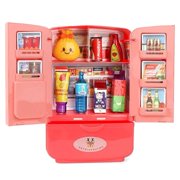 Kids Play Refrigerator, Double Door Mini Kitchen Fridge Toy for Toddlers & Girls, Pretend Play Food Storage Appliance with Organization Habits Focus