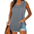 thumbnail image 1 of Débardeurs pour Femmes Col en V Basique Décontracté Fluide Été Sans Manches T-Shirt, 1 of 7