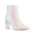 thumbnail image 1 of Unique Bargains Bottines à Paillettes à Talon Bloc Transparent pour Femme Bling Blanc (Taille 9,5), 1 of 7