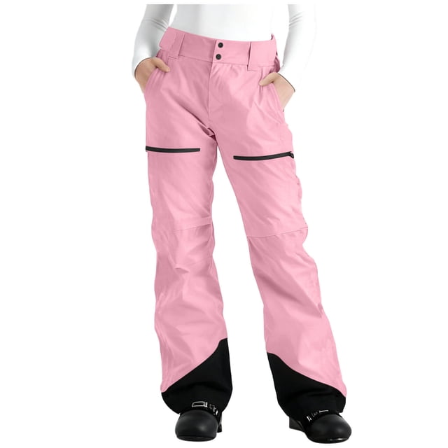 FAVIPT Pantalon de Ski Imperméable pour Femmes à Empiècements avec Poches, Pantalon Léger d'Hiver pour Planche à Neige et Randonnée, Pantalon de Sport Rose,G