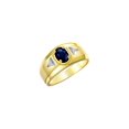 thumbnail image 3 of RYLOS Men's Rings 14K Yellow Gold Classic 7X5MM Oval Gemstone & Diamond Ring Sapphire September Birthstone Rings For Men, Gold Rings Size 13, 3 of 7