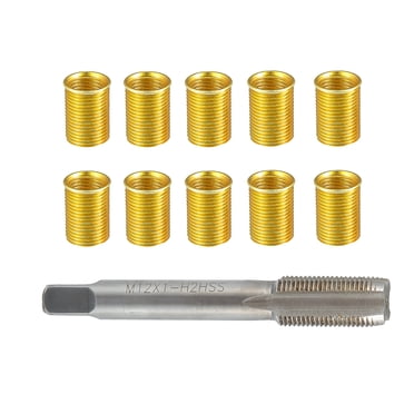 Unique Bargains 1 Set Outer Universal Spark Plug Thread Repair Tools with M10x1.0 Inserts and M12x1.0 Tap